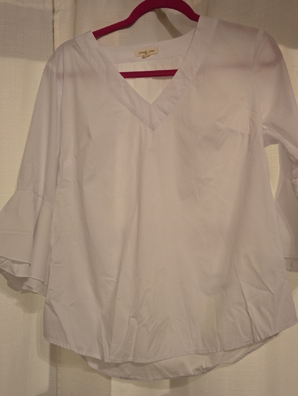 V-Neck White Ruffle Sleeve Blouse